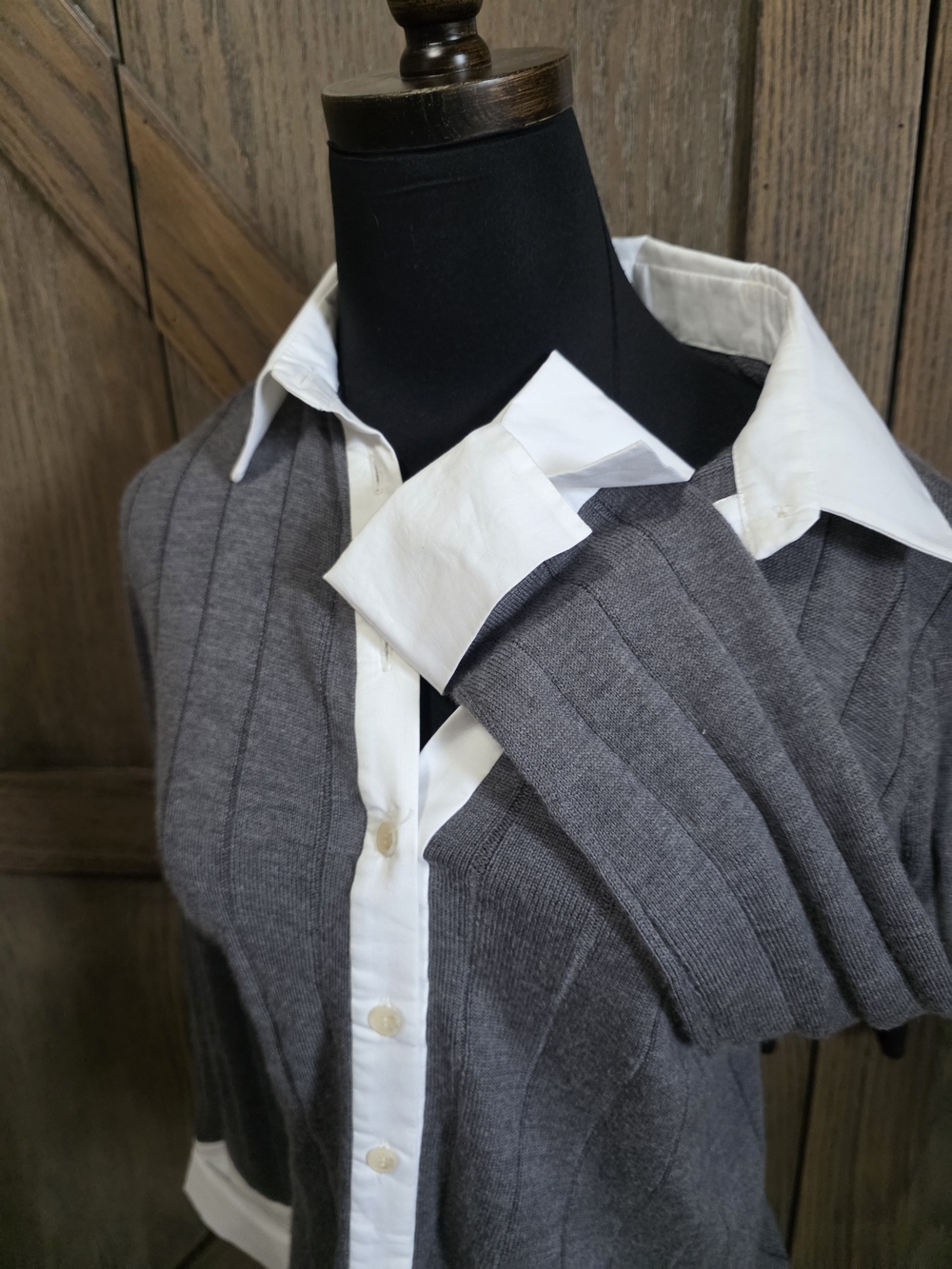 NAADAM Cashmere Blend Gray Ribbed Cardigan - Picture 5 of 5